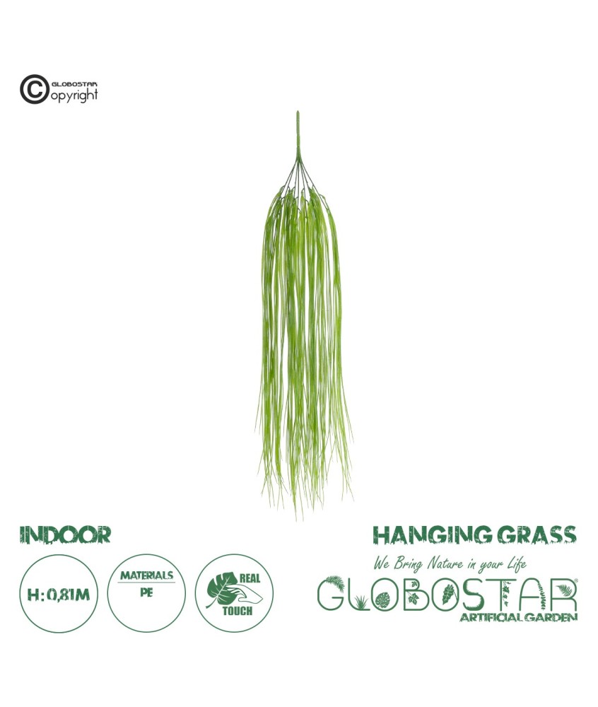 GloboStar® Artificial Garden HANGING GRASS 20814 Τεχνητό Διακοσμητικό Κρεμαστό Φυτό Grass Μ18 x Π4 x Υ81cm